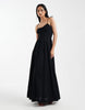 Faith shirred beach maxi sundress in black