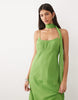 midi slip dress with scarf in green