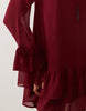 Miss Selfridge chiffon ruffle mini dress in wine