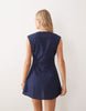 square neck button down mini sundress in navy