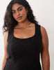 Curve mini dress with wrap skirt in black pinstripe
