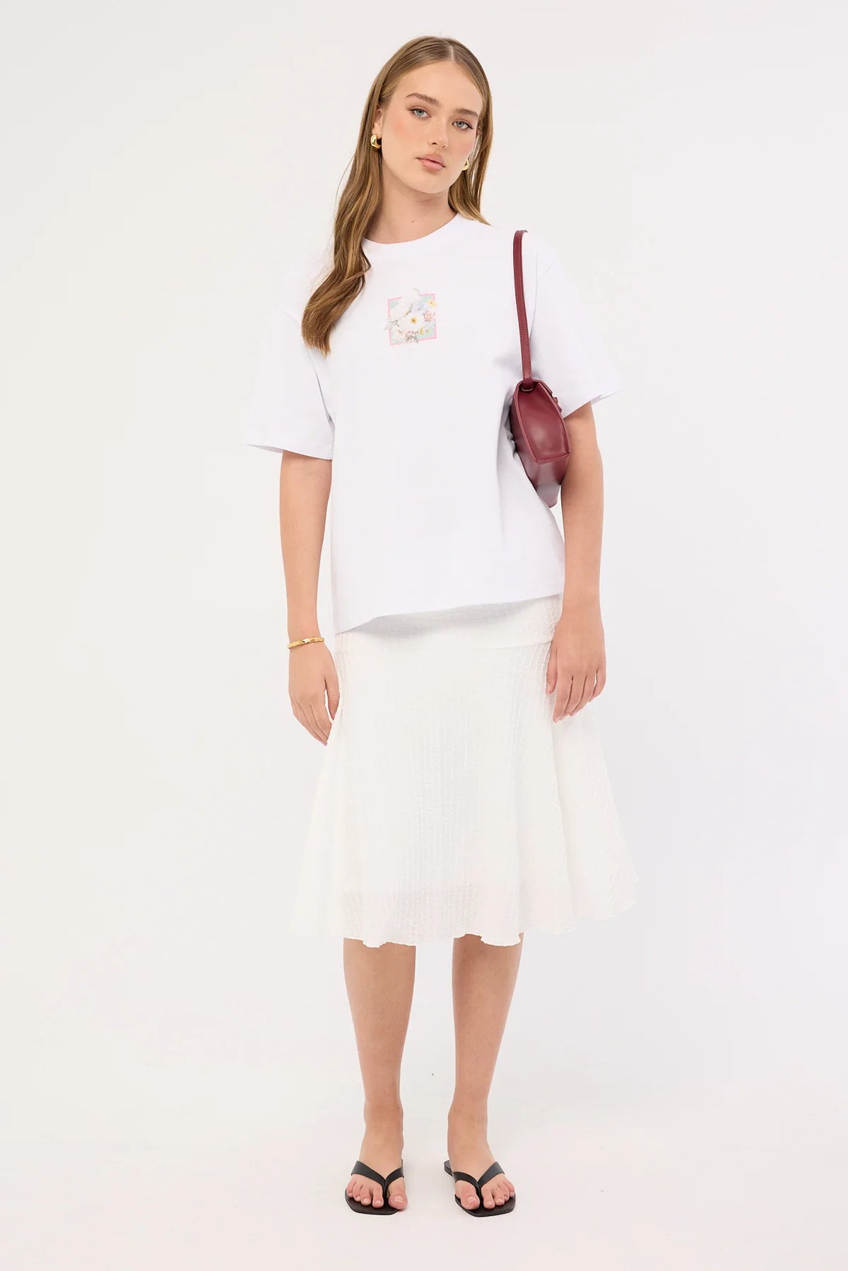 Perfect Stranger Vintage Bloom Oversized Tee White