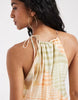 chiffon halter bubble waist maxi dress in check