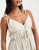 Vero Moda Petite tie shoulder cami midi tiered dress in oatmeal