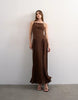 Topshop premium pleated high godets maxi dress in brown