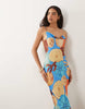 Never Fully Dressed Patti satin cami bias midi dress in shell print