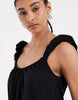 puff sleeve linen mix mini dress in black