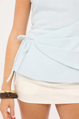 Perfect Stranger Maris Strapless Linen Top Light Blue