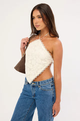 Jgr & Stn Gracie Halter Top Cream