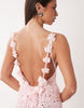 Oh Polly premium embellished open-back floral detailing maxi dress in baby pink