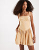Free People laurel plaid drop waist mini dress in neutral stripe combo