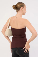 Perfect Stranger Athena Strapless Knit Top Chocolate
