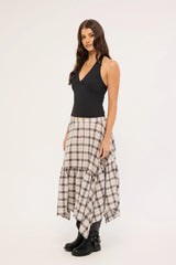 Luck & Trouble Vintage Check Midi Skirt Check Print
