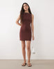 sleeveless mini dress with stud details in chocolate