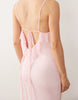 mesh plunge maxi dress with backless ruffle detail in baby pink