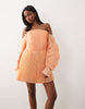 ASOS LUXE pleated tiered mini dress with sleeve detailing in peach