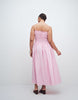 Curve shirred cotton poplin midaxi sundress with dropped waist in pink stripes