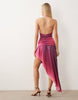 Murci high neck gathered waist gold hardware detail maxi dress in purple ombre