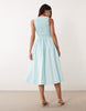 Kaiia exclusive cotton poplin sweetheart neckline button detail dropped v waist maxi dress in baby blue