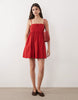 Abercrombie & Fitch strappy square neck babydoll mini dress in red
