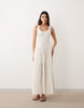 ARRANGE dropped waist eyelet midaxi dress in white
