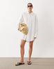 wide cuff mini shirt dress in white