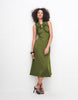 & Other Stories ruched sleeveless midi dress with keyhole in green