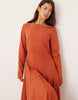 slash neck maxi dress with full skirt in terracotta