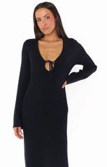 Vacay Maxi Dress ~ Black Rib Knit