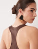 satin racer neck maxi dress with split in chocolate brown