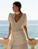 4th & Reckless sheer mesh tie front witted waist scarf detail maxi beach dress in cream