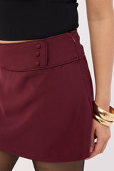 Luck & Trouble Marcia Mid Rise Mini Skirt Burgundy