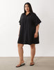 Curve techy fabric relaxed short sleeve mini dress in black