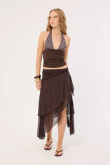 Motel Cosimo Halter Top Polka Bitter Chocolate