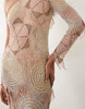 ASOS LUXE embellished crochet one shoulder maxi dress with split in pastel beads