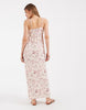 PIECES wrap detail cami plisse maxi dress in pale pink floral print