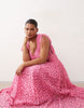 ARRANGE Curve broderie drawstring detail trapeze maxi dress in bright pink