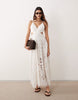 ARRANGE cotton paneled cut out broderie maxi dress in white