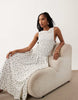 Brave Soul drop waist maxi racer dress with shirred bodice in white floral print