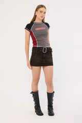 Worship Punter Panelled Raglan Tee Worn Black