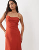 Mango sleeveless wrap detail midi dress with open back detail in red