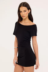 Rusty Sally Slouch Off Shoulder Dress Black