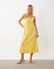 VILA frill trim cotton cami maxi dress in yellow