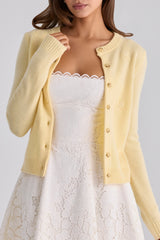lemon wool + cashmere floral embroidered cardigan