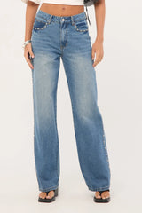 Lioness Top Model Studded Jean Mid Wash