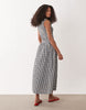 Accessorize shirred drop waist dress in black stripe