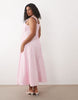 Curve square neck maxi sundress with peekaboo bust in pink gingham