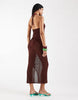 Reclaimed Vintage crochet floral halter neck maxi dress in brown