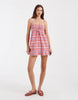 Hollister babydoll strappy mini dress in red check
