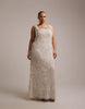 Curve ornate crystal embellished square neck maxi wedding dress in ivory